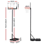 Portable 3.05M Basketball Hoop Stand Height Adjustable with Knob System
