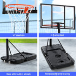 Portable 3.05M Basketball Hoop Stand Height Adjustable with Knob System