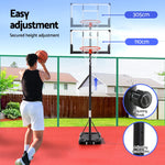 Portable 3.05M Basketball Hoop Stand Height Adjustable with Knob System
