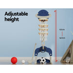 Keezi Kids Basketball Hoop Stand Adjustable 6-In-1 Sports Center Toys Set Blue