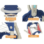 Keezi Kids Basketball Hoop Stand Adjustable 6-In-1 Sports Center Toys Set Blue