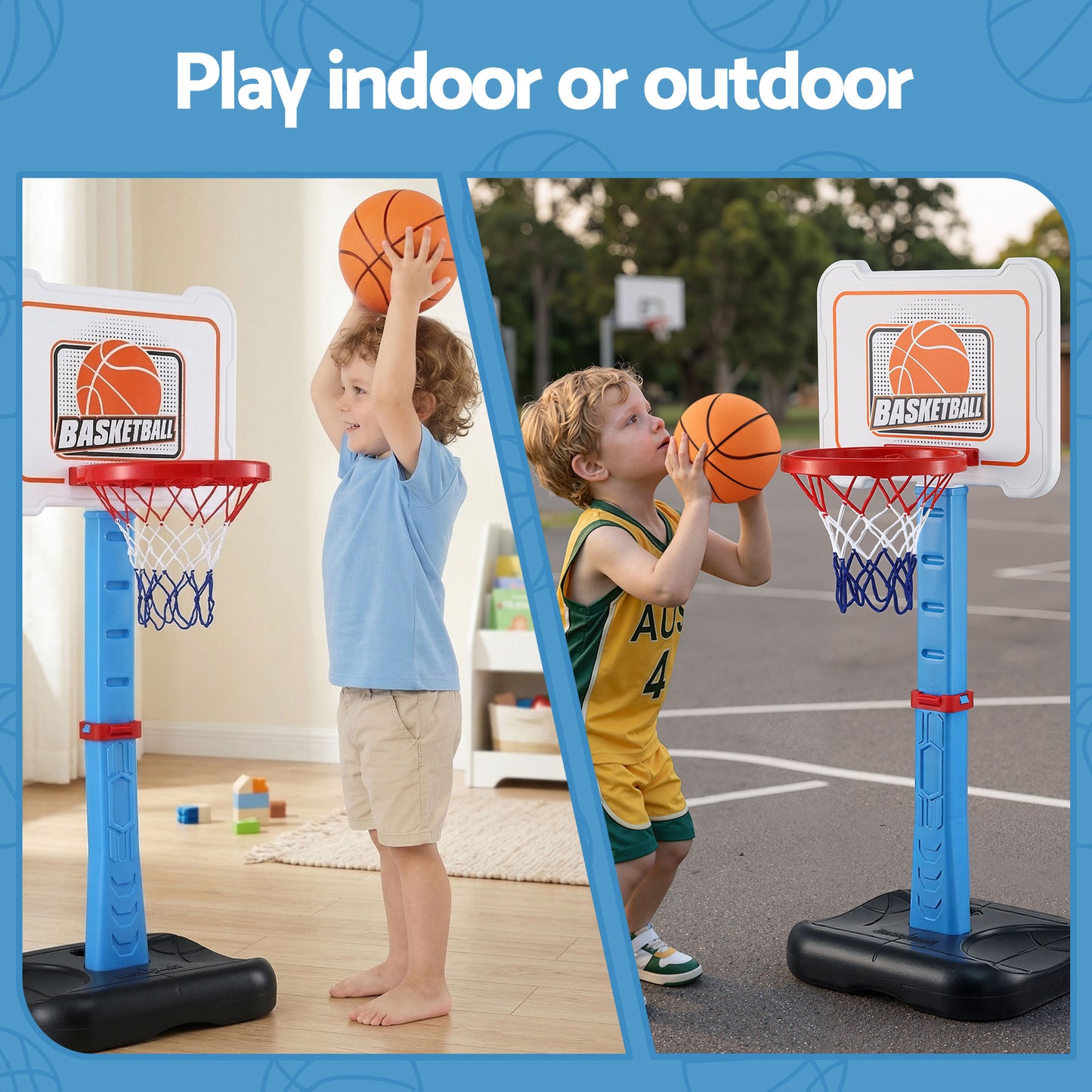 Kids 2-in-1 Basketball Hoop Baseball Set Adjustable | HomeAndLiving
