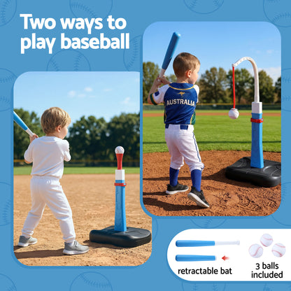 Kids 2-in-1 Basketball Hoop Baseball Set Adjustable | HomeAndLiving