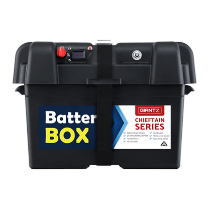 Battery Box 12V Camping Portable Deep Cycle AGM Universal Large USB Cig