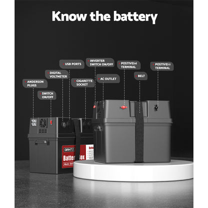 Battery Box 500W Inverter Deep Cycle Battery Portable Caravan Camping Usb