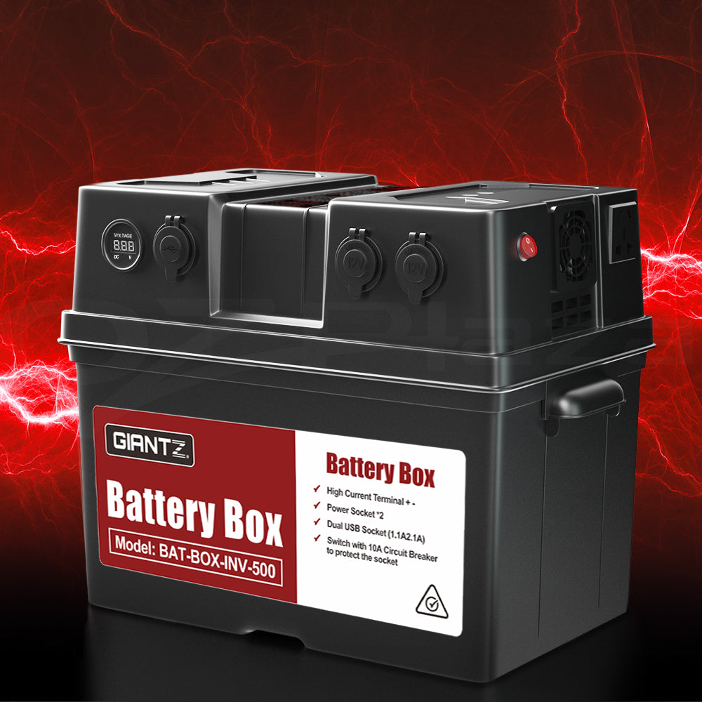 Battery Box 500W Inverter Deep Cycle Battery Portable Caravan Camping Usb