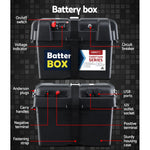 135Ah Deep Cycle Battery & Battery Box 12V AGM Marine Sealed Power Solar Caravan 4WD Camping