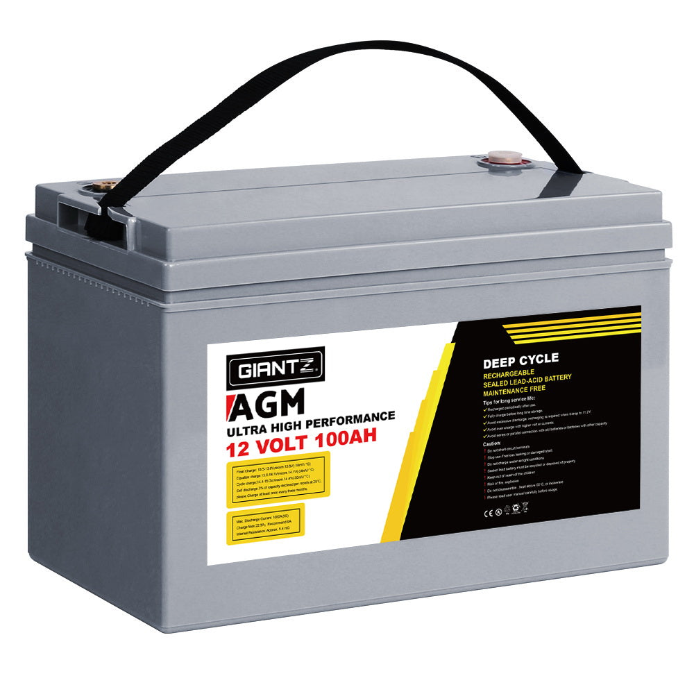 Deep Cycle Battery 12V 100Ah Box Portable Solar Caravan Camping