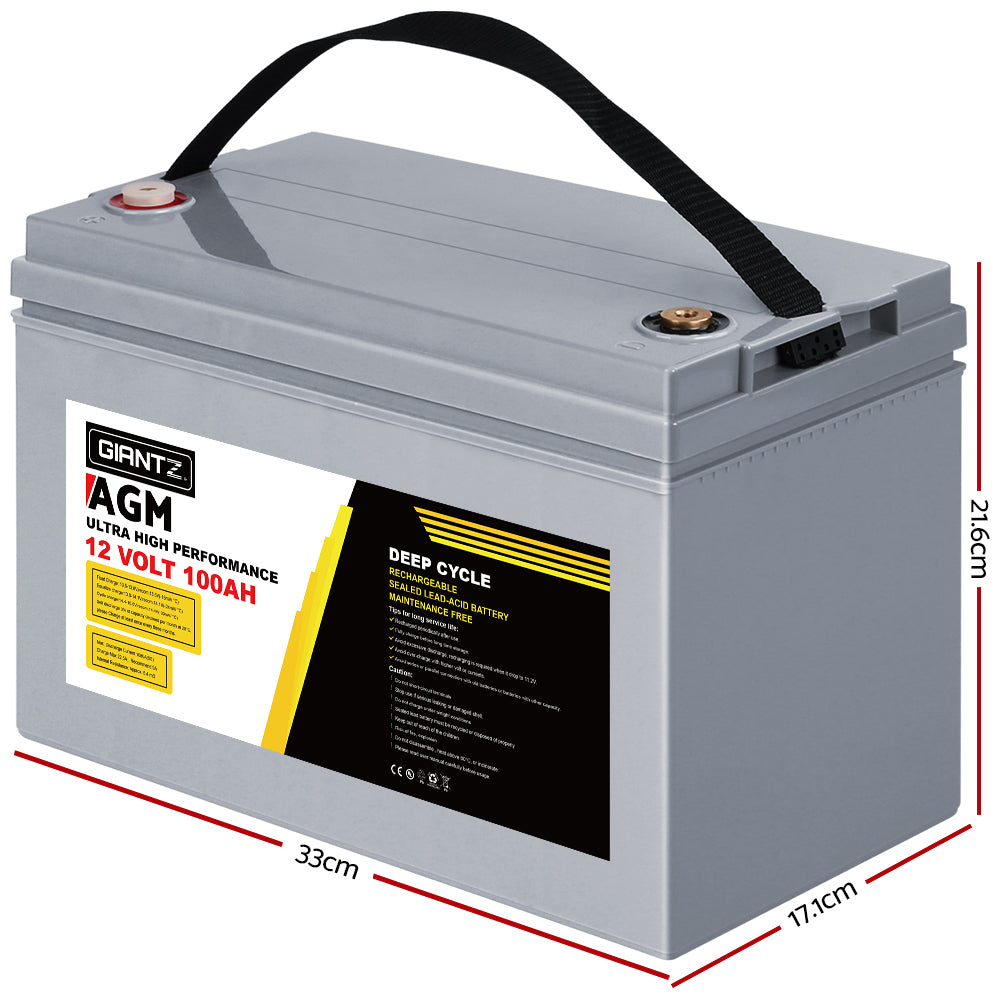 Deep Cycle Battery 12V 100Ah Box Portable Solar Caravan Camping