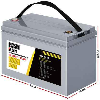 Deep Cycle Battery 12V 100Ah Box Portable Solar Caravan Camping