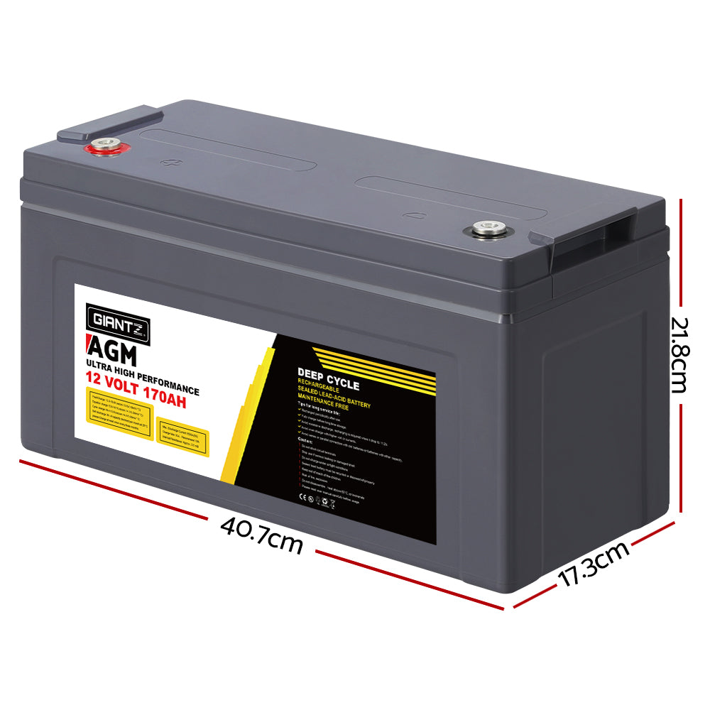 Deep Cycle Battery 12V 170Ah Box Portable Solar Caravan Camping