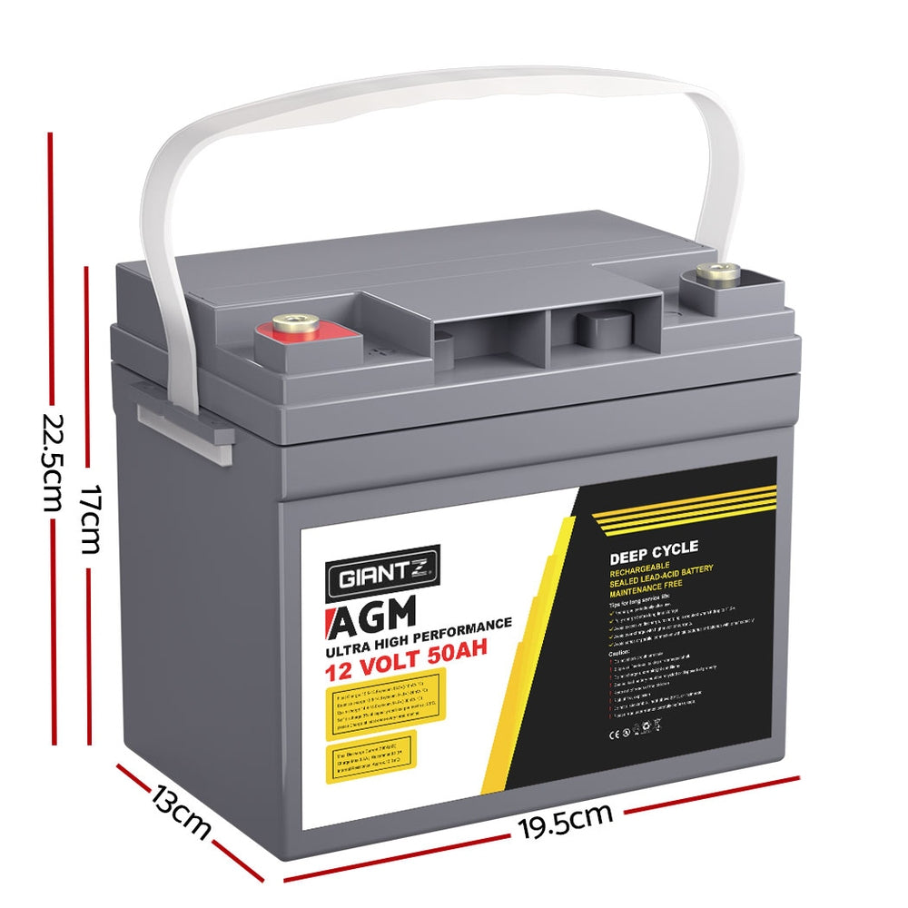 Agm Deep Cycle Battery 12V 50Ah X2 Box Portable Solar Caravan Camping
