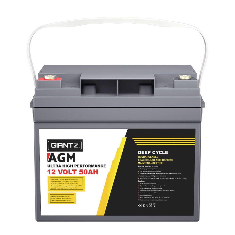 Agm Deep Cycle Battery 12V 50Ah X2 Box Portable Solar Caravan Camping