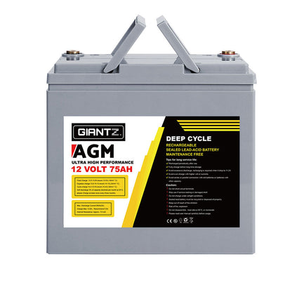 Deep Cycle Battery 12V 75Ah X2 Box Portable Solar Caravan Camping