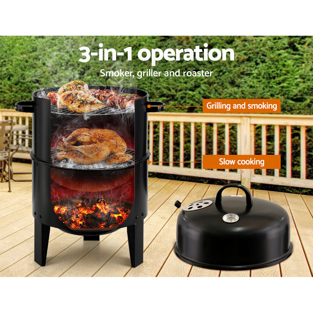 Bbq Grill 3-In-1 Charcoal Smoker