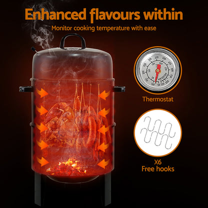Bbq Grill 3-In-1 Charcoal Smoker