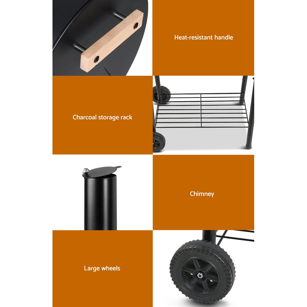 Bbq Grill 2-In-1 Offset Charcoal Smoker
