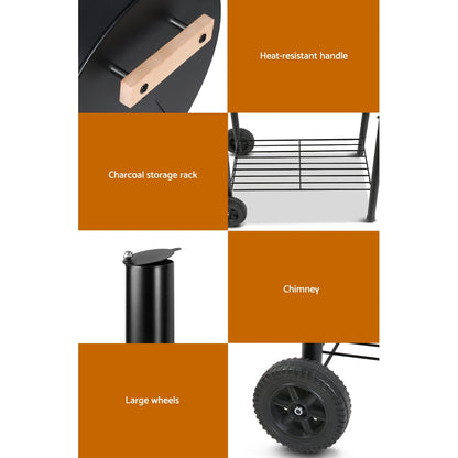 Bbq Grill 2-In-1 Offset Charcoal Smoker