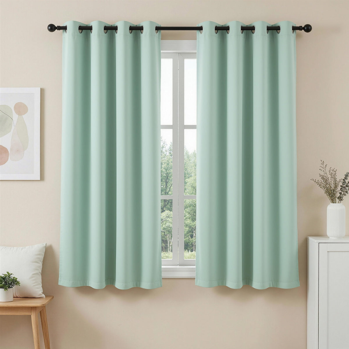 Blockout Curtains Eyelet 132x160cm 2 Panels Green | HomeAndLiving