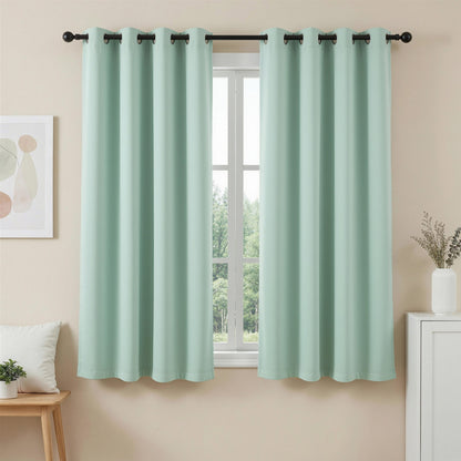 Blockout Curtains Eyelet 132x160cm 2 Panels Green | HomeAndLiving