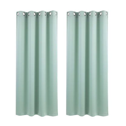 Blockout Curtains Eyelet 132x160cm 2 Panels Green | HomeAndLiving