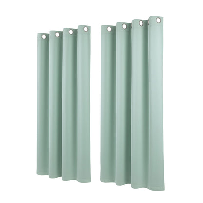 Blockout Curtains Eyelet 132x160cm 2 Panels Green | HomeAndLiving