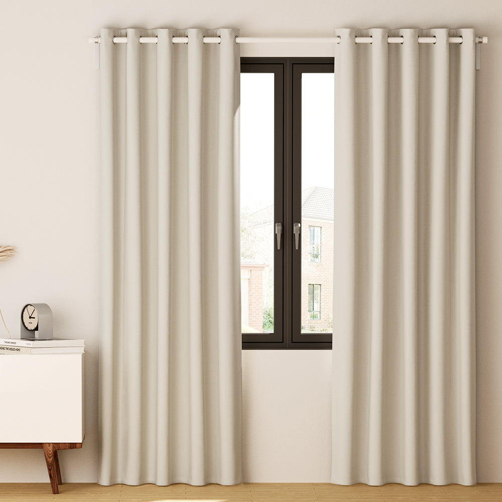2X Blockout Curtains Eyelet 140X230Cm Beige