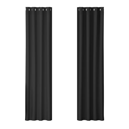 2 Pcs Blockout Curtains Eyelet Black