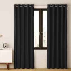 2 Pcs Blockout Curtains Eyelet Black