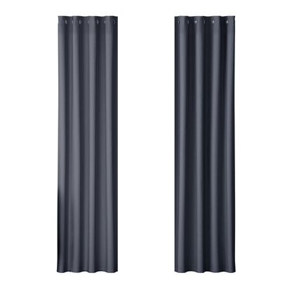 2X Blockout Curtains Eyelet 140X230Cm Charcoal