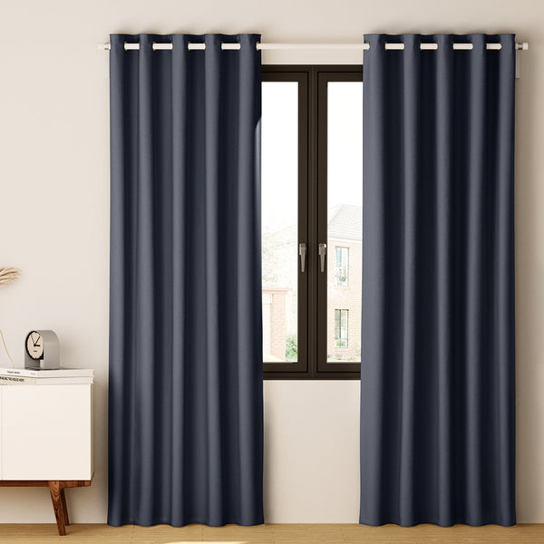  2X Blockout Curtains Blackout Window Curtain Eyelet Charcoal