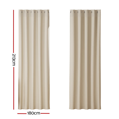2X Blockout Curtains Blackout Window Curtain Eyelet 180x213cm
