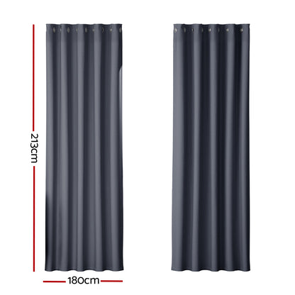2X Blockout Curtains Blackout Window Curtain Eyelet 180x213cm