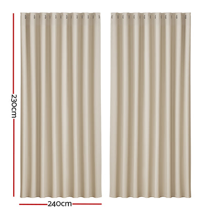 2X Blockout Curtains Blackout Window Curtain Eyelet 240x230cm