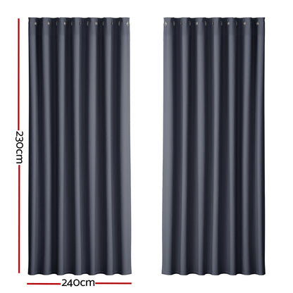 2X Blockout Curtains Blackout Window Curtain Eyelet 240x230cm