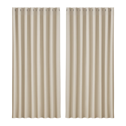 2X Blockout Curtains Eyelet 300X230Cm Beige