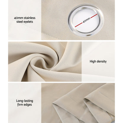 2X Blockout Curtains Eyelet 300X230Cm Beige