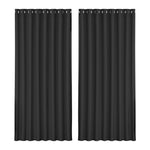 2X Blockout Curtains Eyelet 300X230Cm Black/Charcoal