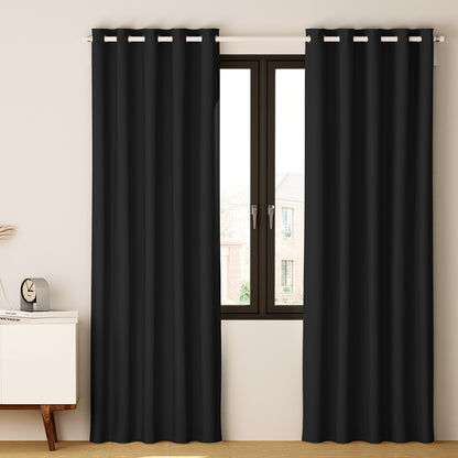 2X Blockout Curtains Eyelet 300X230Cm Black