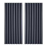 2X Blockout Curtains Eyelet 300X230Cm Black/Charcoal