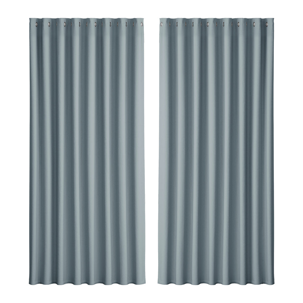 2X Blockout Curtains Eyelet 140x230cm Grey