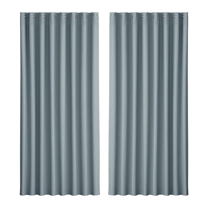 2X Blockout Curtains Eyelet 140x230cm Grey