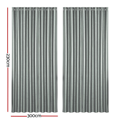 2X Blockout Curtains Eyelet 300X230Cm Grey Shine