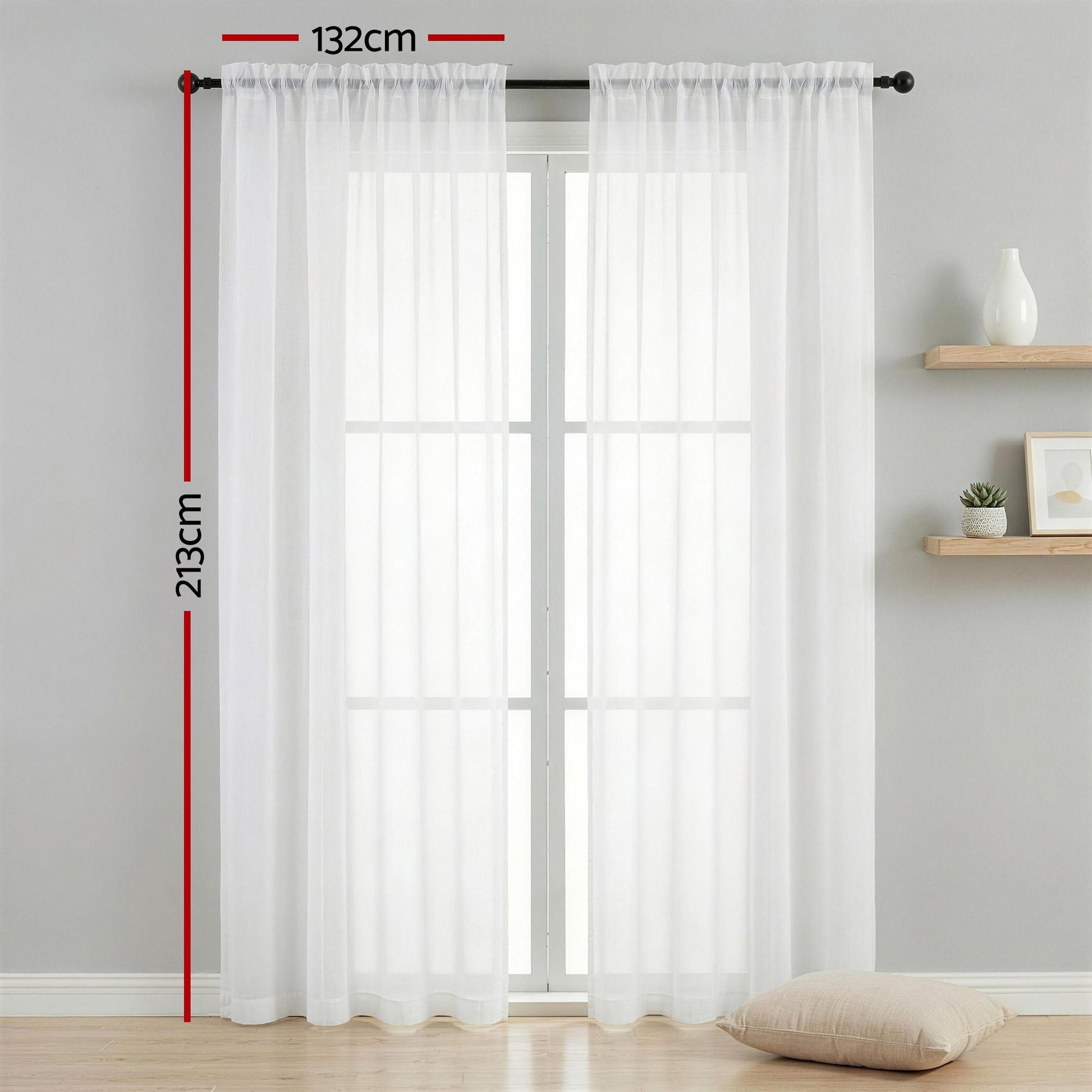 Blockout Curtains 2 Panel 132x213cm Light Filtering | HomeAndLiving