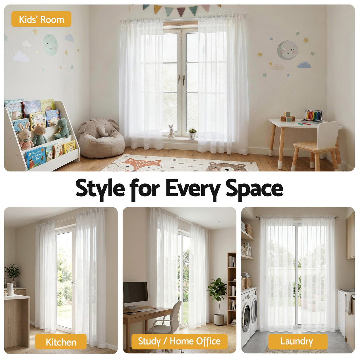 Blockout Curtains 2 Panel 132x213cm Light Filtering | HomeAndLiving