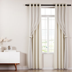 2X Blockout Sheer Curtains Beige/Black/Chracoal/Grey