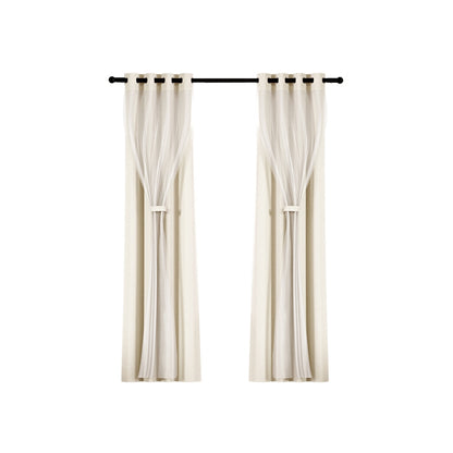 2X Blockout Sheer Curtains Beige/Black/Chracoal/Grey