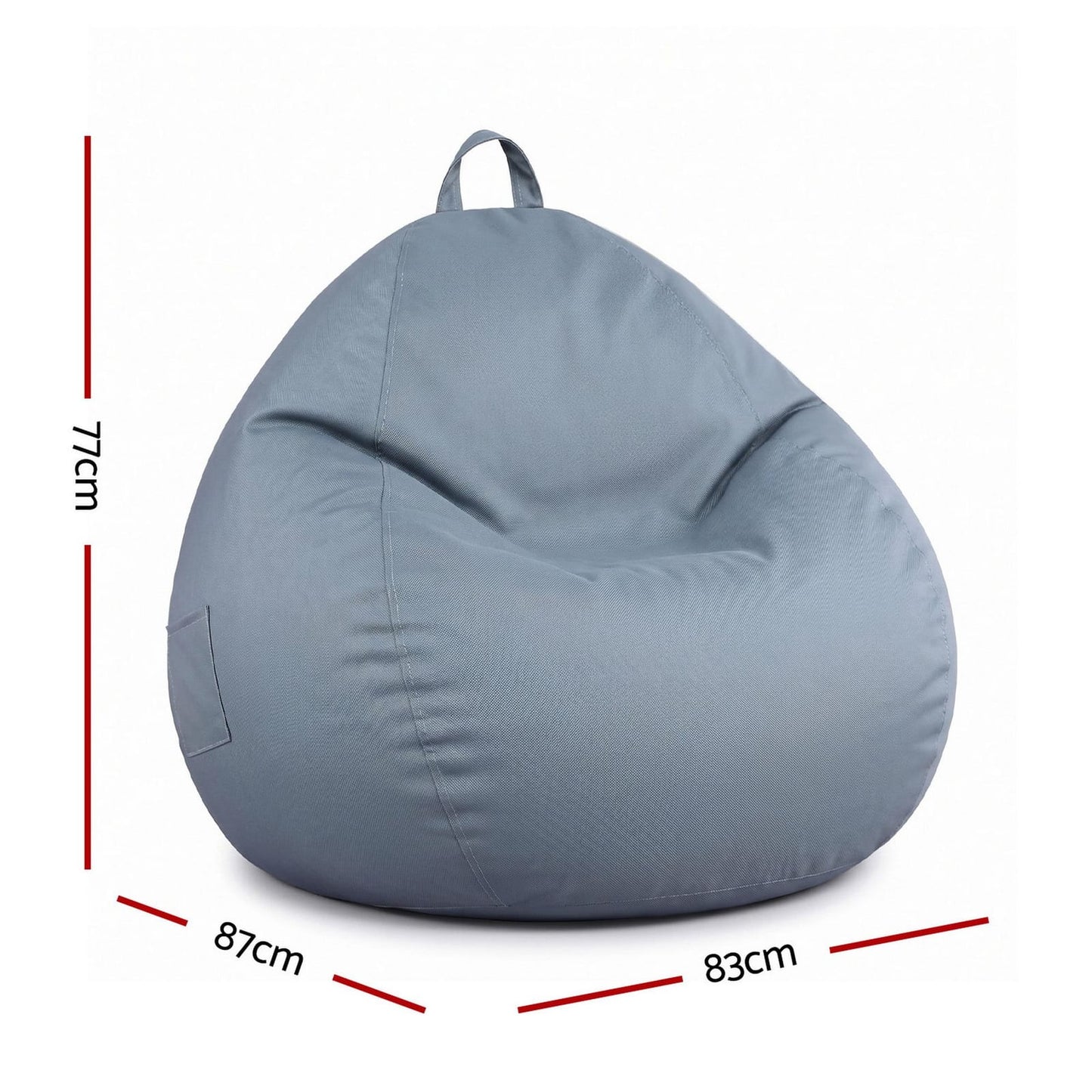 Grey Bean Bag Cover Outdoor 83x87x77cm