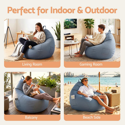 Grey Bean Bag Cover Outdoor 83x87x77cm