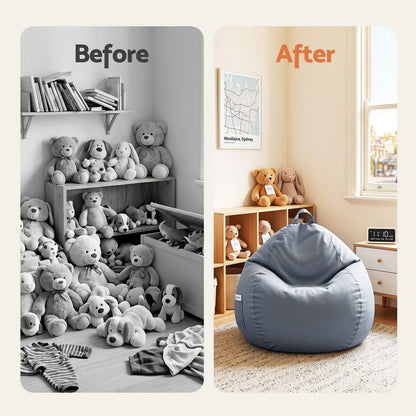 Grey Bean Bag Cover Outdoor 83x87x77cm